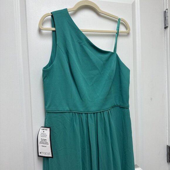 Adrianna Papell Women's Size 16 Green Chiffon One Shoulder Formal Gown Dress New - Picture 5 of 10